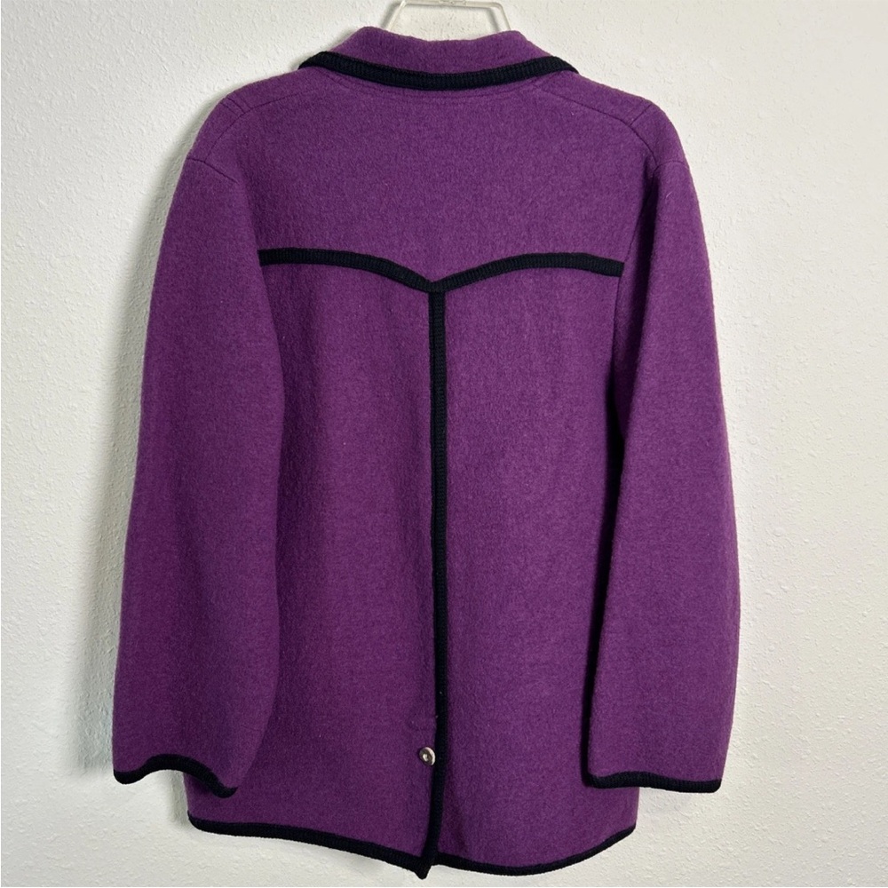 Vintage 100% Pure Wool Cardigan Made In Germany Women’s Size 14 Purple M & O - Picture 9 of 13